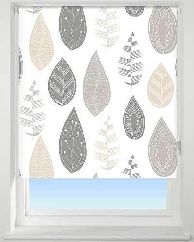 Universal Patterned Blackout Roller Blind, Leaf Neutral