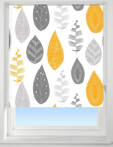 Universal Patterned Blackout Roller Blind, Leaf Yellow