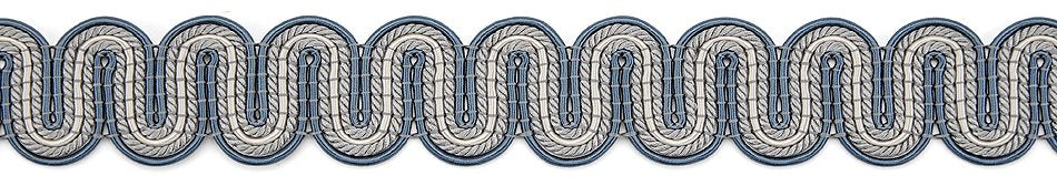 Hallis Antoinette Serpentine Scroll Braid Trimming Slate Blue