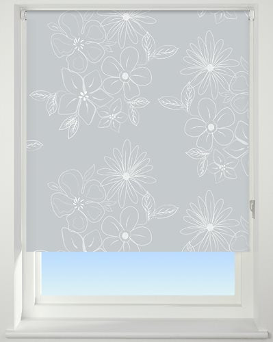 Universal Patterned Blackout Roller Blind, Floral Cluster Grey