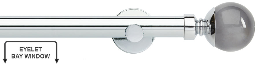 Neo Premium 28mm Eyelet Bay Window Pole Chrome Smoke Grey Ball