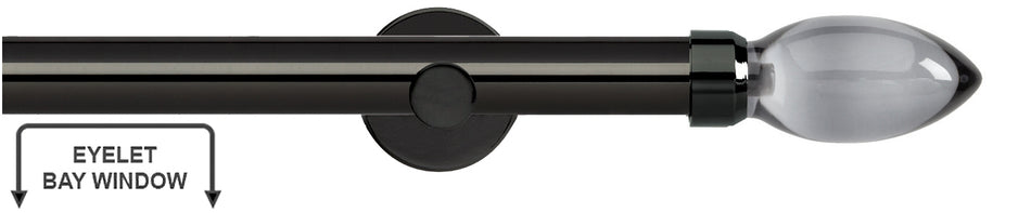 Neo Premium 28mm Eyelet Bay Window Pole Black Nickel Grey Teardrop