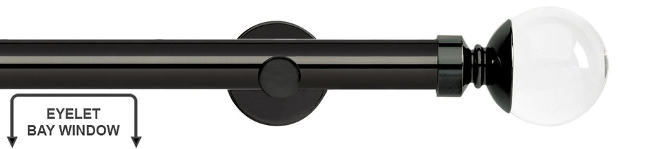 Neo Premium 28mm Eyelet Bay Window Pole Black Nickel Clear Ball