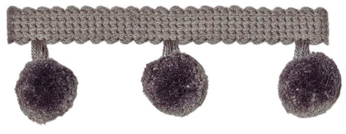 Troynorth Pom Pom Trim, 4cm, Seal Grey