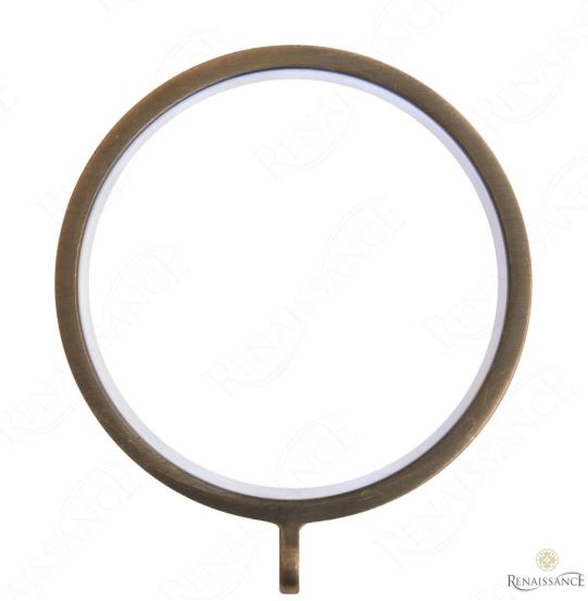 Renaissance Contemporary 35mm Metal Curtain Pole Rings, Antique Brass