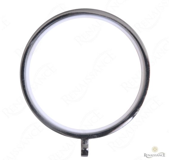 Renaissance Contemporary 35mm Metal Curtain Pole Rings, Black Nickel