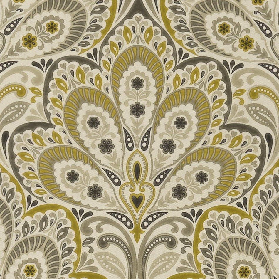 Clarke & Clarke Eden Persia Charcoal_Ochre Fabric