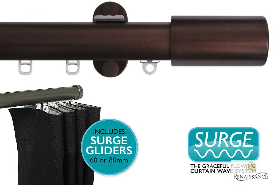 Renaissance 28mm Distinction Surge Metal Curtain Pole Antique Bronze, Barrel
