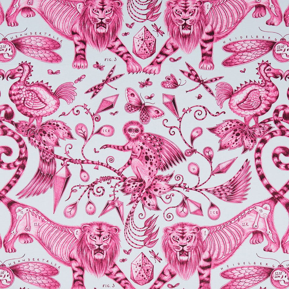 Clarke & Clarke Animalia Extinct Magenta Fabric