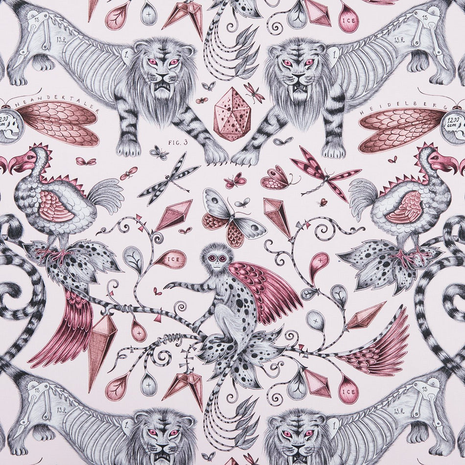 Clarke & Clarke Animalia Extinct Pink Fabric