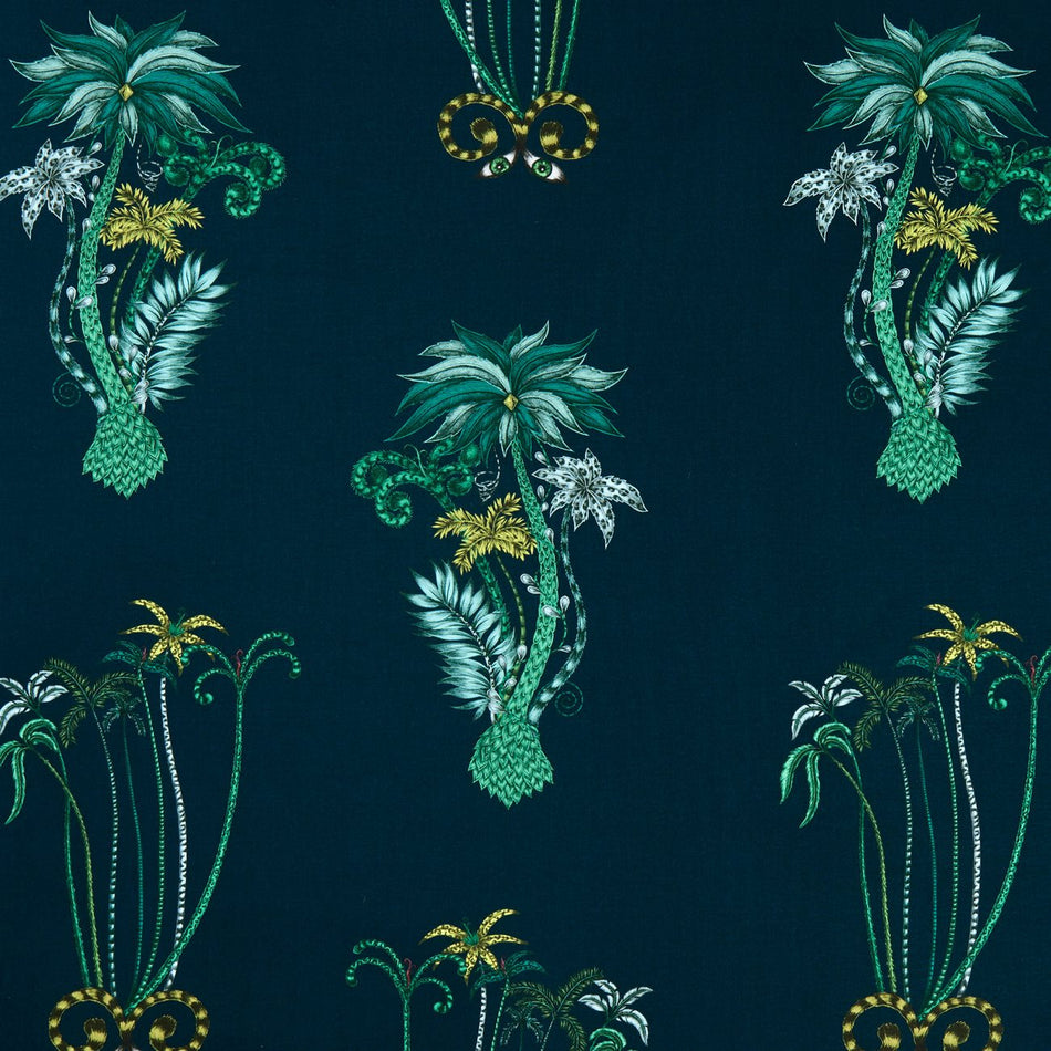 Clarke & Clarke Animalia Jungle Palms Navy Fabric