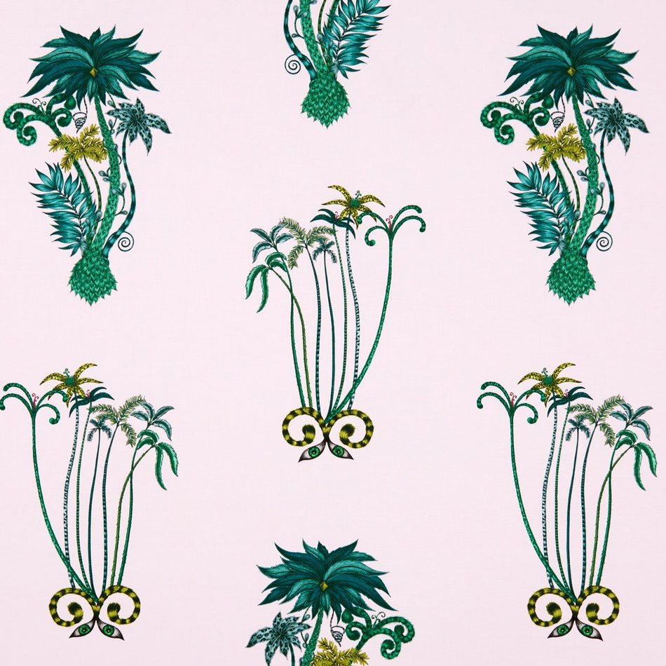 Clarke & Clarke Animalia Jungle Palms Pink Fabric