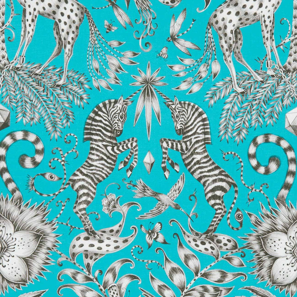 Clarke & Clarke Animalia Kruger Teal Velvet  Fabric