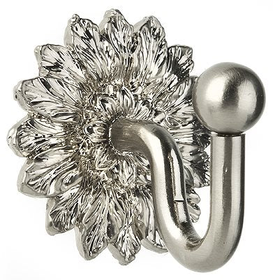 Swish Decorative Curtain Tieback Hook, Floral, Satin Steel