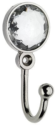 Swish Decorative Curtain Tieback Hook, Crystal, Satin Steel