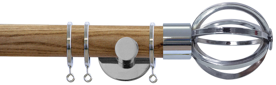 Jones Strand 35mm Wood Pole Light Oak, Chrome Cage