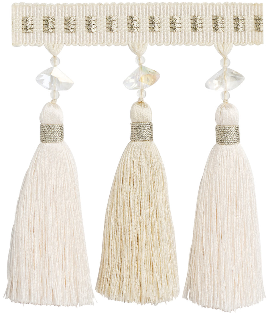 JLS Astral Crystal Tassel Fringe, Cream