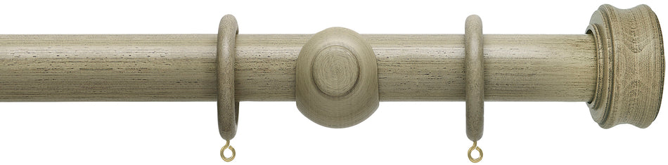 Hallis Origins 35mm Wood Pole, Millstone Grey, Disc Finial