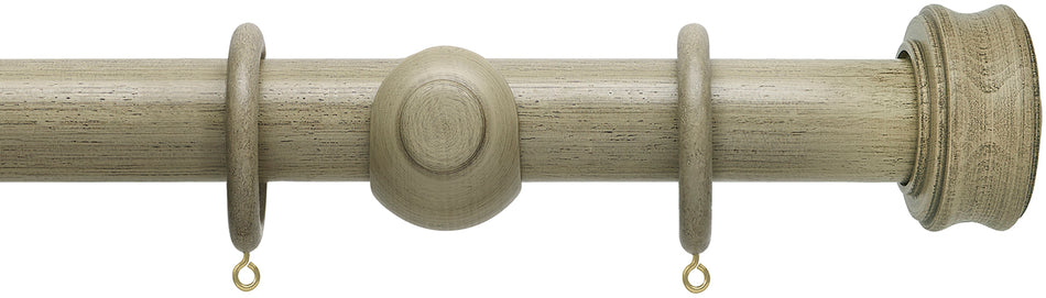 Hallis Origins 45mm Wood Pole, Millstone Grey, Disc Finial