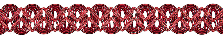 Hallis Opulent Trim Scroll Braid 30mm Rouge