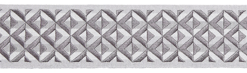 Hallis Opulent Trim Wide Embroidered Braid 60mm Silver