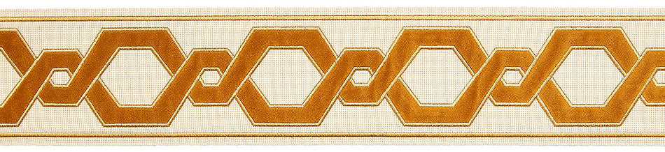Hallis Opulent Trim Wide Applique Velvet Braid 90mm Gold