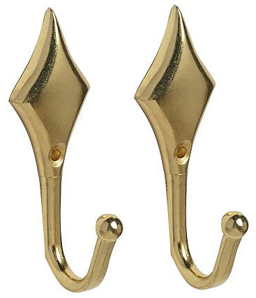 Speedy Diamond Tieback Hook, Bright Brass