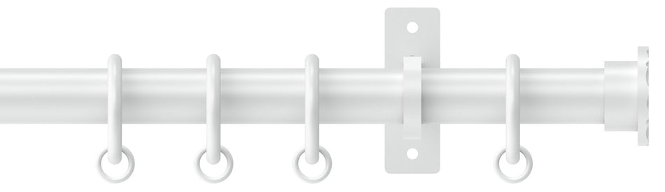 Arc 25mm Metal Bay Window Pole China White, Hammered Disc