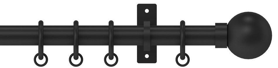 Arc 25mm Metal Bay Window Pole Soft Black, Ball