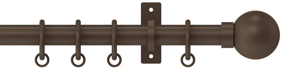 Arc 25mm Metal Bay Window Pole Mocha, Ball