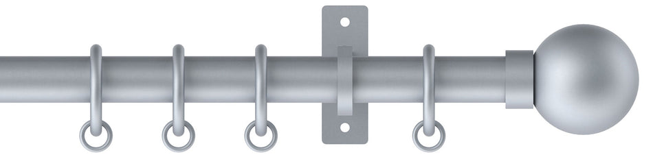 Arc 25mm Metal Bay Window Pole Soft Silver, Ball