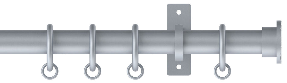 Arc 25mm Metal Bay Window Pole, Soft Silver, Hammered Disc