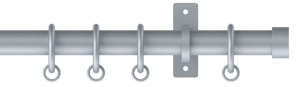 Arc 25mm Metal Bay Window Pole Soft Silver, Stud