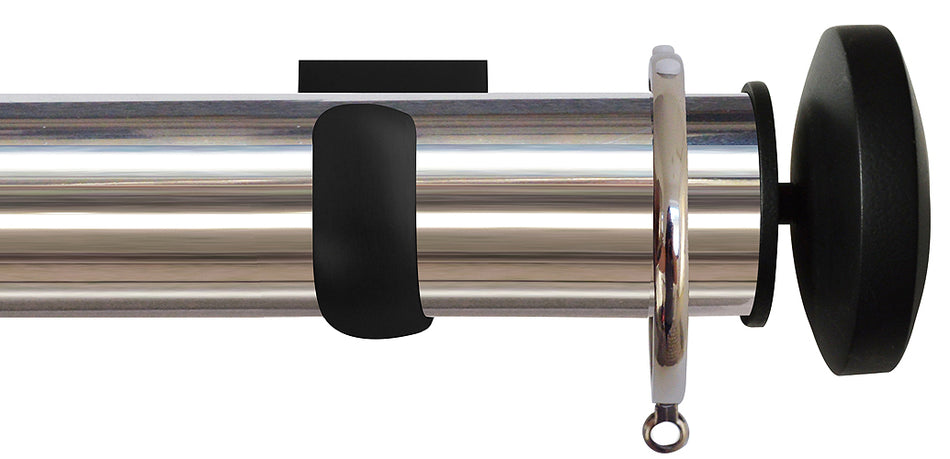 Jones Esquire 50mm Pole Polished Nickel, Square, Carbon Black Curved Disc