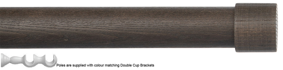 Byron Delano 35mm 45mm Double Curtain Pole Umber End Cap