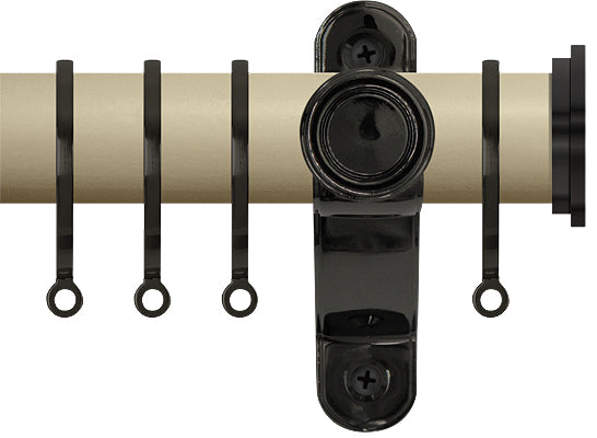 Renaissance Accents 50mm Cotton Cream Lux Pole, Black Nickel Fynn Endcap