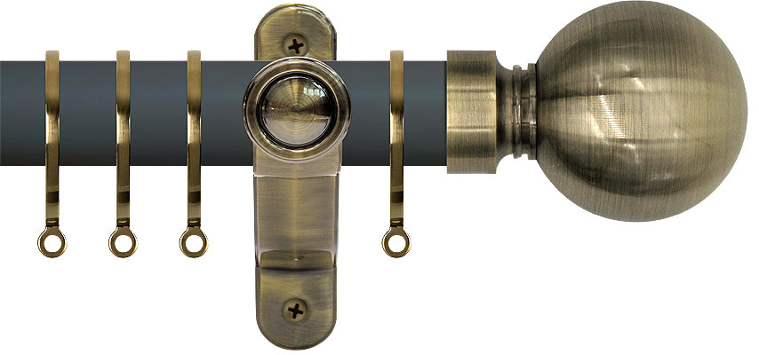 Renaissance Accents 50mm Slate Grey Lux Pole, Ant Brass, Plain Ball
