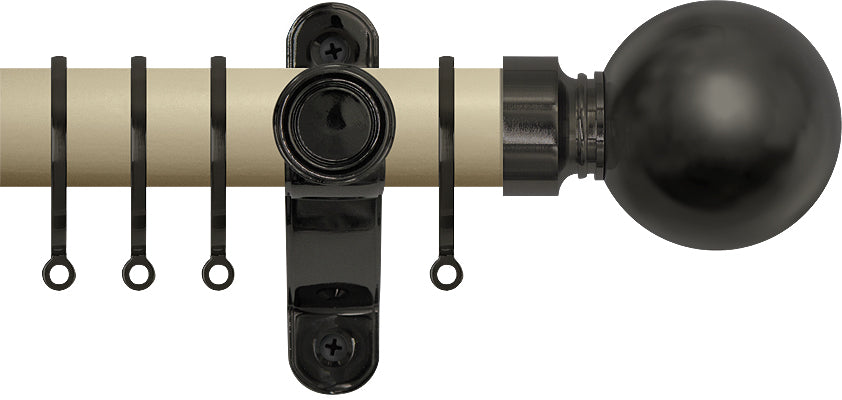 Renaissance Accents 50mm Cotton Cream Lux Pole, Black Nickel, Plain Ball
