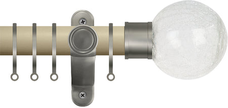 Renaissance Accents 50mm Cotton Cream Lux Pole, Titanium, Crackled Glass