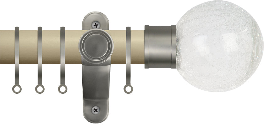 Renaissance Accents 50mm Cotton Cream Lux Pole, Titanium, Crackled Glass