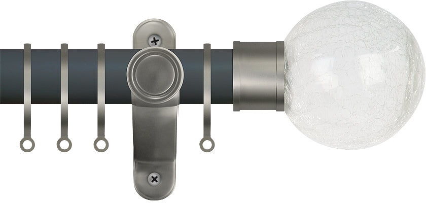 Renaissance Accents 50mm Slate Grey Lux Pole, Titanium, Crackled Glass