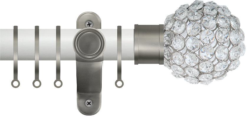 Renaissance Accents 50mm Chalk White Lux Pole, Titanium, Crystal Bead