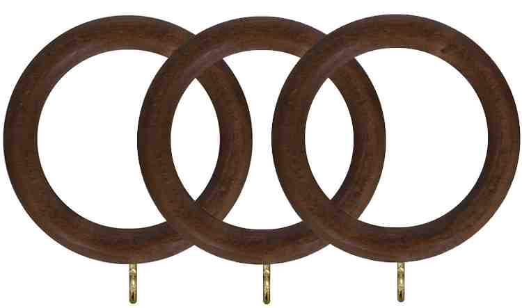 Renaissance Natur Shades 35mm Wood Curtain Pole Rings, Dark Oak