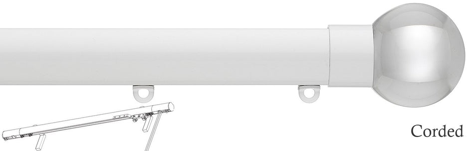 Silent Gliss Corded Metropole 30mm 7630 White Clear Ball Finial