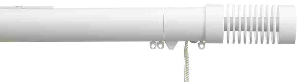 Silent Gliss Corded Metropole 30mm 7630 Matt White Groove Cylinder Finial