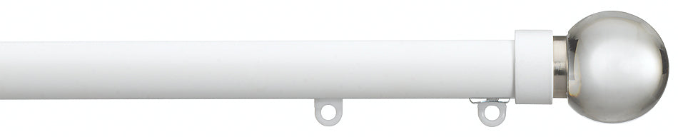 Silent Gliss Metropole 23mm 7600 Matt White Clear Ball Finial