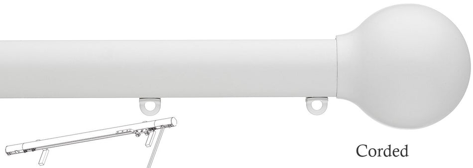 Silent Gliss Corded Metropole 50mm 7640 White Ball End Finial