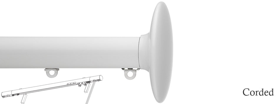 Silent Gliss Corded Metropole 50mm 7640 Matt White Ellipse Finial