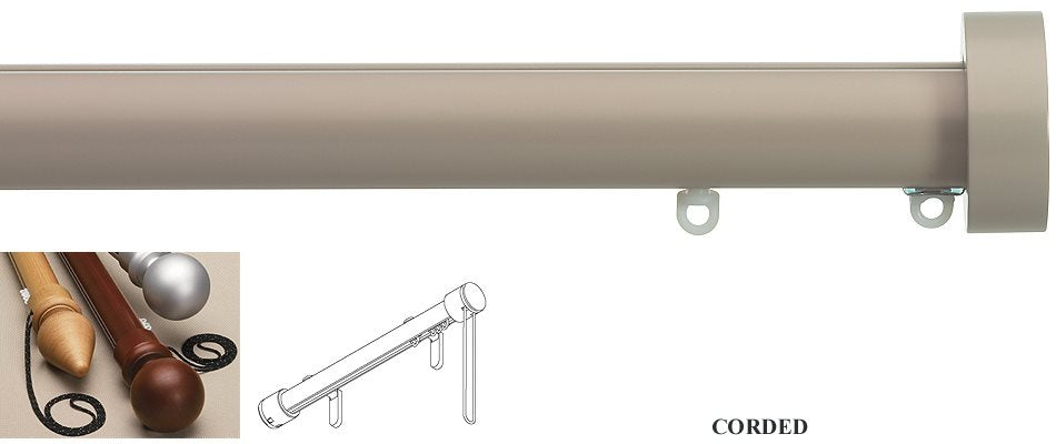 Silent Gliss Corded Metropole 50mm 7640 Taupe Design Endcap Finial