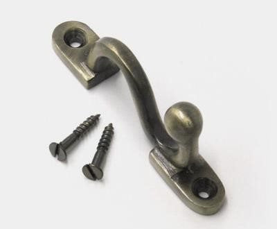 Renaissance Security Tieback Hook, Antique Brass